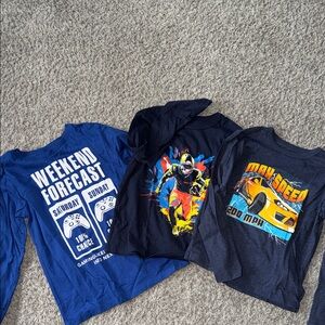 Gaming and Racing Themed Kids Long Sleeve Shirts - Blue and Gray